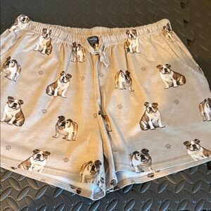 Women's Bulldog Print Gray Shorts